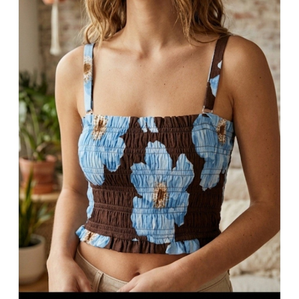 Paper Heart Women's Square Neck Tank Top - Brown And blue/ Juniors' L